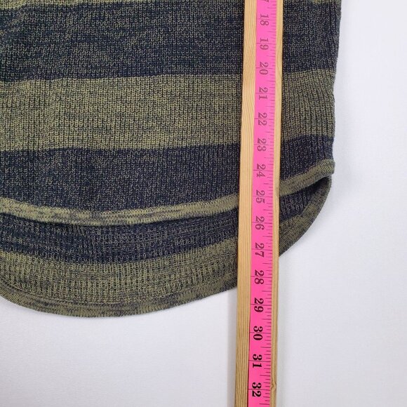 Womens XS Olive Black Striped Sweater Grungecore Knit Slouchy V-Neck Fall Top - Picture 14 of 15